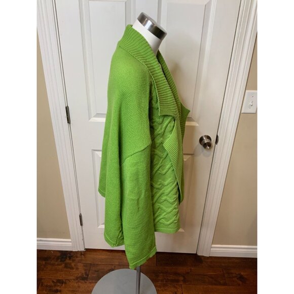 Ivan Grundahl Green Wool Wavy Knit Cardigan Sweater, Size Large - Picture 2 of 5
